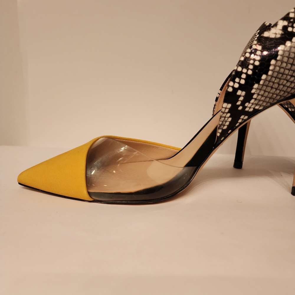 ALDO Serpent Pointed Toe Yellow and Black Pump Heels Size 7.5 - Picture 6 of 12